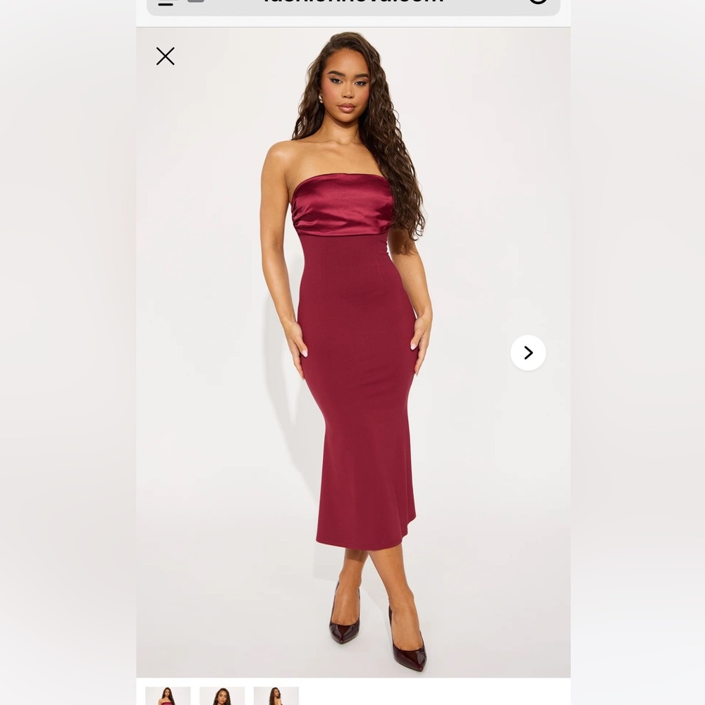 Elegant Burgundy Strapless Dress Sz XL NWT